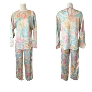 Mary McFadden Vintage Lounge Pajama Set Size P Peach Petal Pink Pastel *flawed